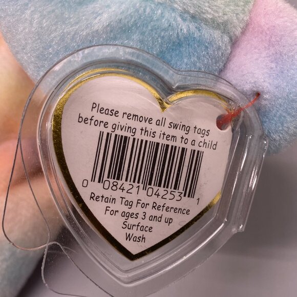 Ty Beanie Babies 1999 Pastel Colors Tie Dye Happy Birthday Bear - Picture 7 of 9